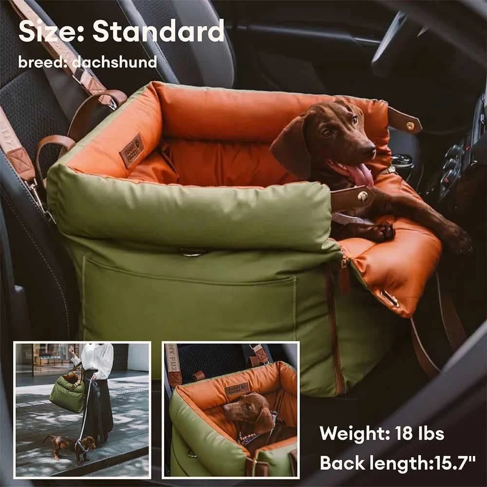 Car Dog Bed Water-Resistant Faux Leather Non-Slip Base