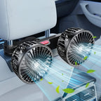 Car Fan Dual-Head 360° Adjustable USB Rechargeable