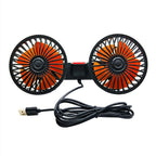 Car Fan Dual-Head 360° Adjustable USB Rechargeable