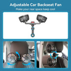Car Fan Dual-Head 360° Adjustable USB Rechargeable