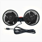 Car Fan Dual-Head 360° Adjustable USB Rechargeable