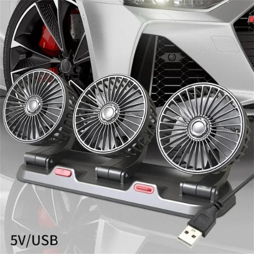 Car Fan Three-Head 360° Rotation Dual-Speed & Multi-Voltage