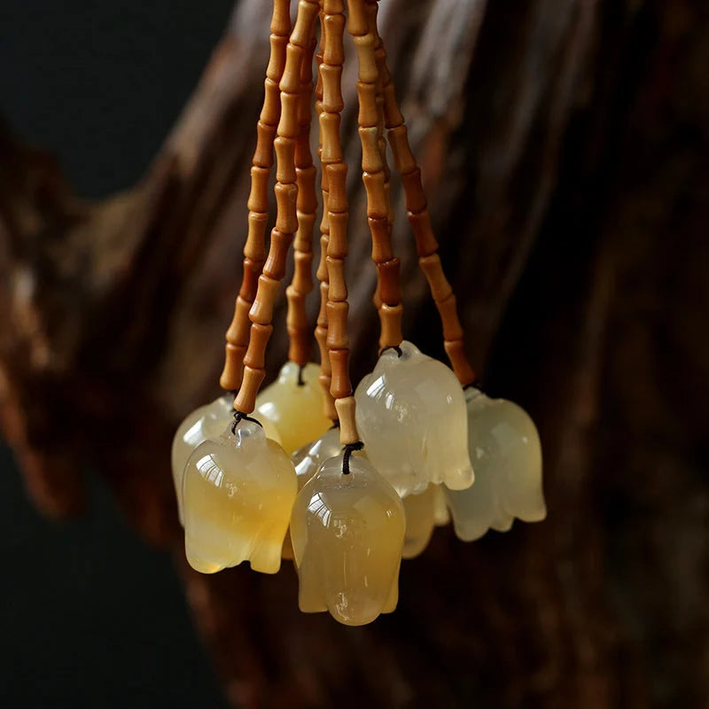 Car Hanging Ornament Handcrafted Boxwood Lotus