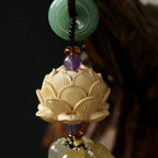 Car Hanging Ornament Handcrafted Boxwood Lotus