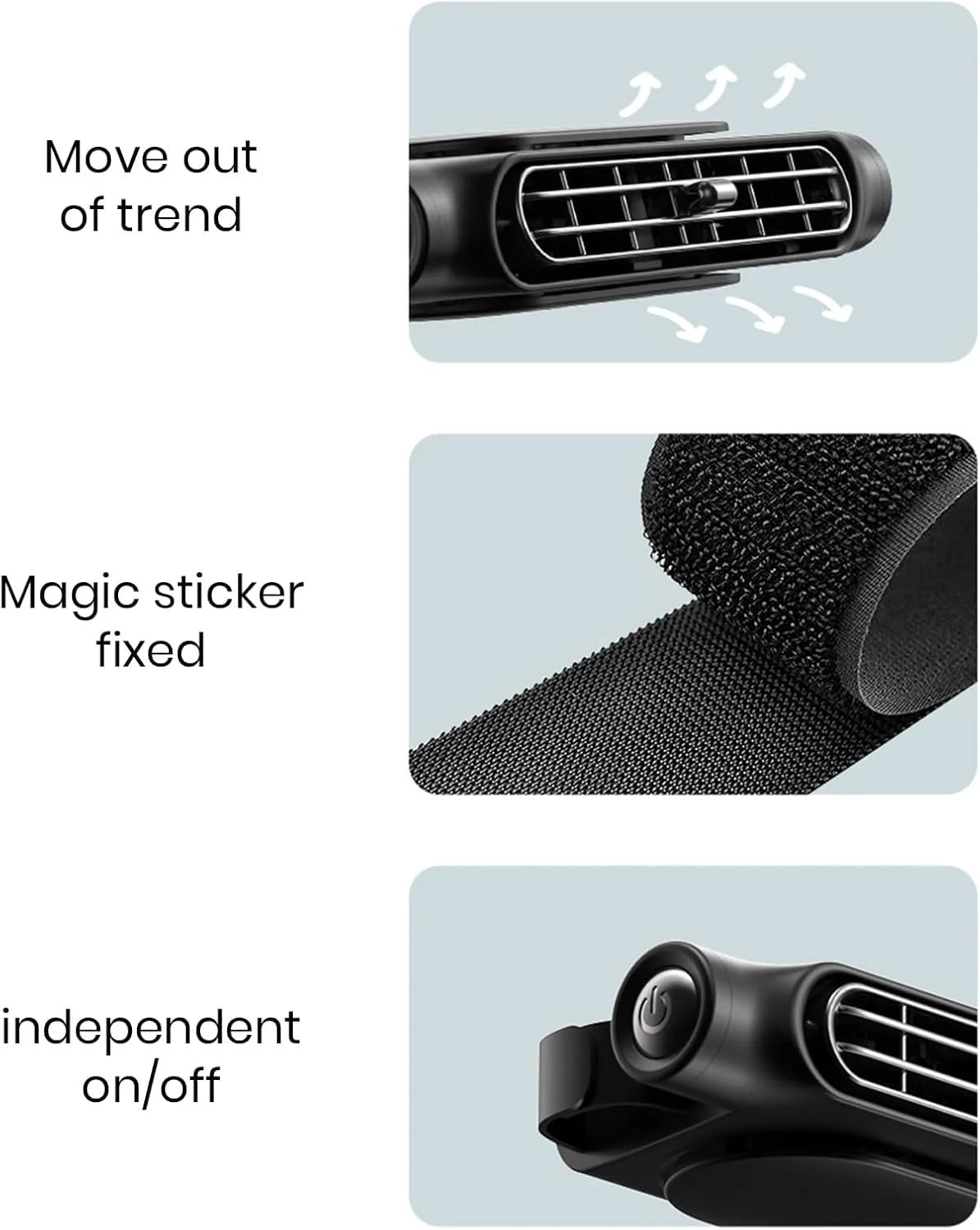 Car Headrest Fan Bladeless USB Powered 3-Speed