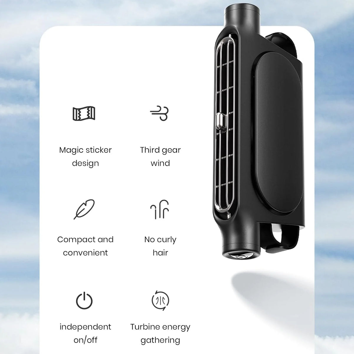 Car Headrest Fan Bladeless USB Powered 3-Speed