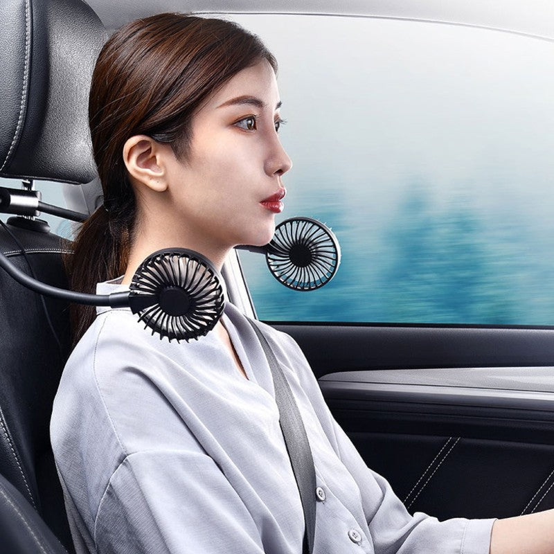 Car Headrest Fan Dual-Head 360° Rotation USB Powered
