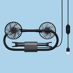 Car Headrest Fan Dual-Head 360° Rotation USB Powered