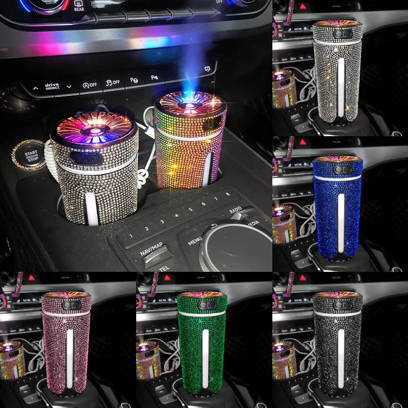 Car Humidifier Ultrasonic Mist USB Powered Rhinestone LED