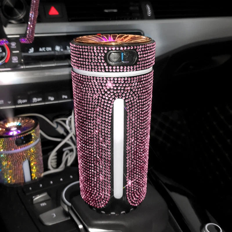 Car Humidifier Ultrasonic Mist USB Powered Rhinestone LED