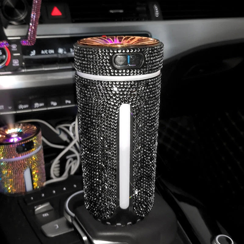 Car Humidifier Ultrasonic Mist USB Powered Rhinestone LED