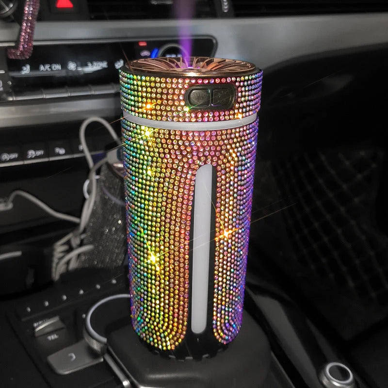 Car Humidifier Ultrasonic Mist USB Powered Rhinestone LED