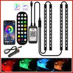 Car LED Strip Lights Music-Sync RGB Remote & Bluetooth