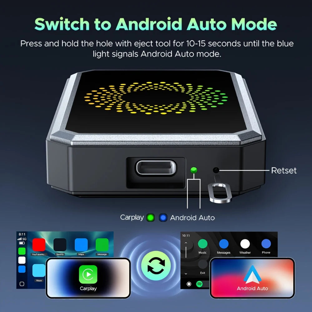 Car Media Adapter Wireless CarPlay & Android Auto 1080p
