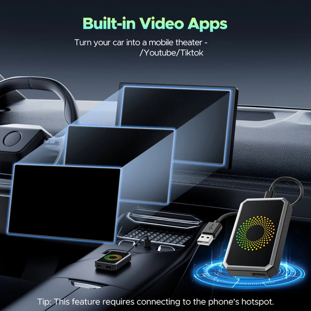 Car Media Adapter Wireless CarPlay & Android Auto 1080p