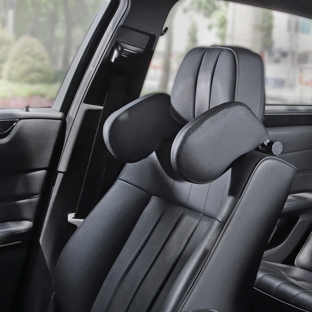 Car Neck Pillow Adjustable Universal Fit PU Leather