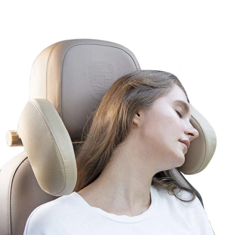 Car Neck Pillow Adjustable Universal Fit PU Leather