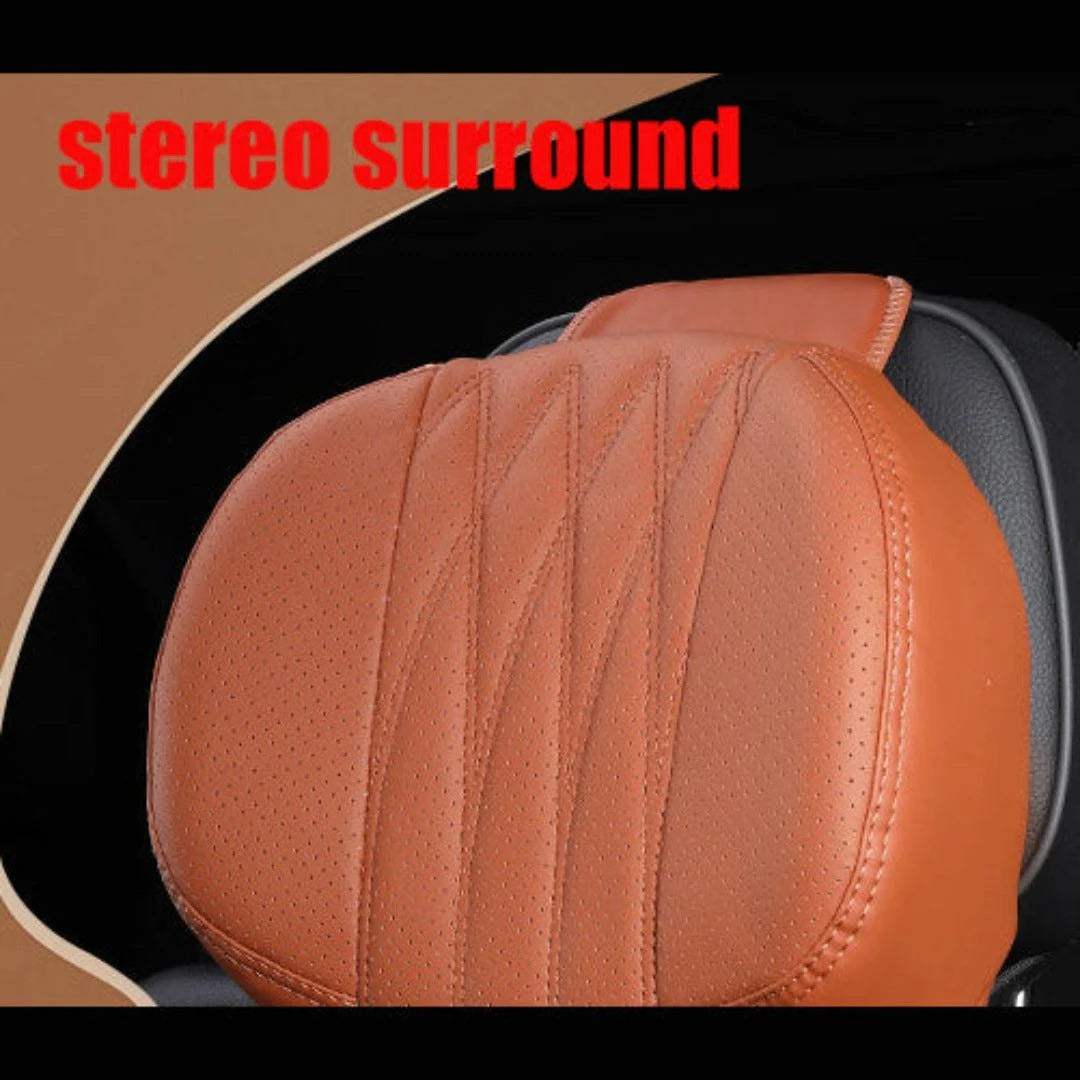 Car Neck Pillow Memory Foam Leather Cover