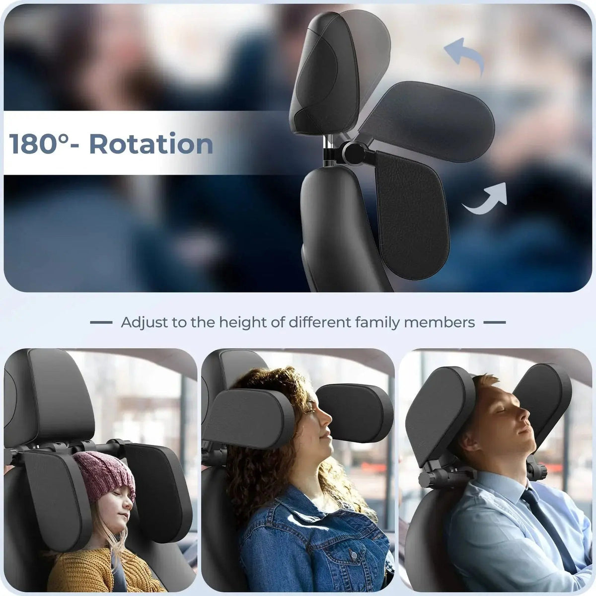 Car Neck Pillow U-Shape Adjustable Rotating Side Supports