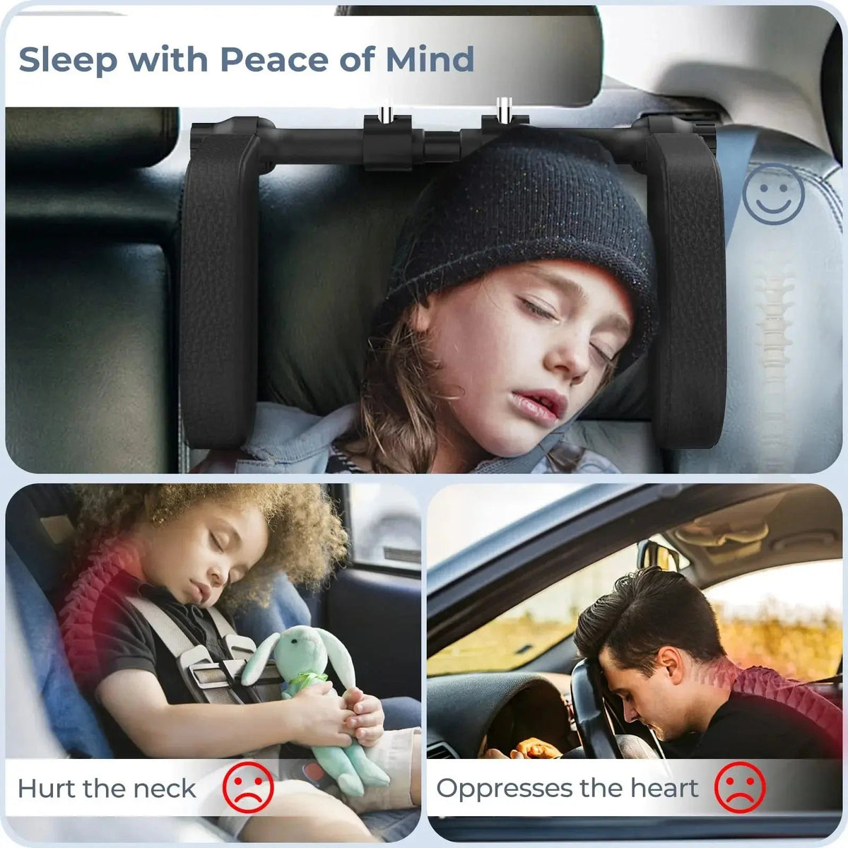 Car Neck Pillow U-Shape Adjustable Rotating Side Supports
