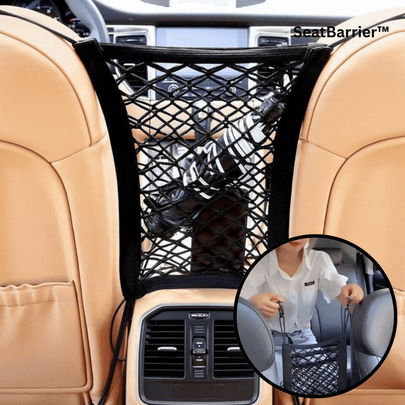 Car Organizer Safety Barrier Water-Resistant Mesh