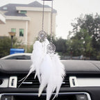 Car Ornament Boho Metal & Feather Rearview Clip