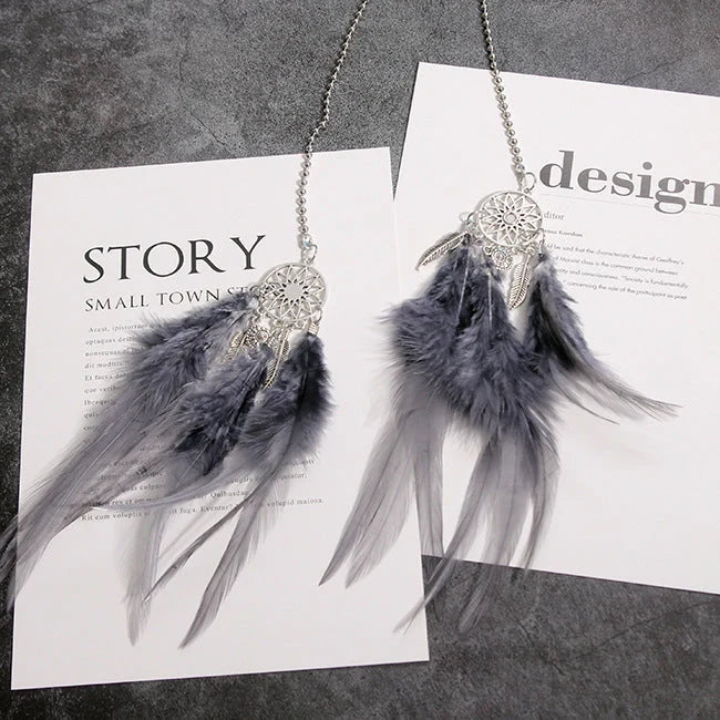 Car Ornament Boho Metal & Feather Rearview Clip