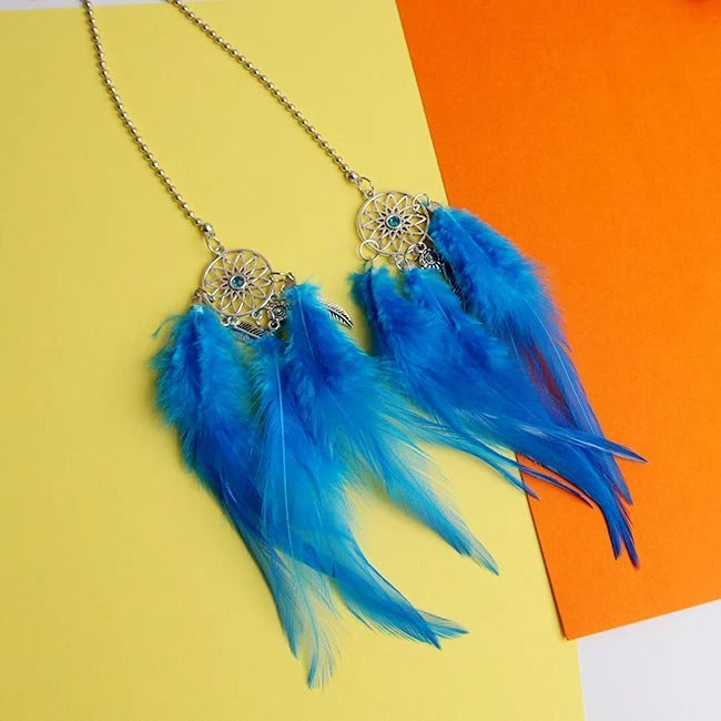 Car Ornament Boho Metal & Feather Rearview Clip