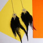Car Ornament Boho Metal & Feather Rearview Clip