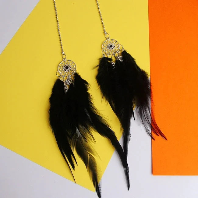 Car Ornament Boho Metal & Feather Rearview Clip