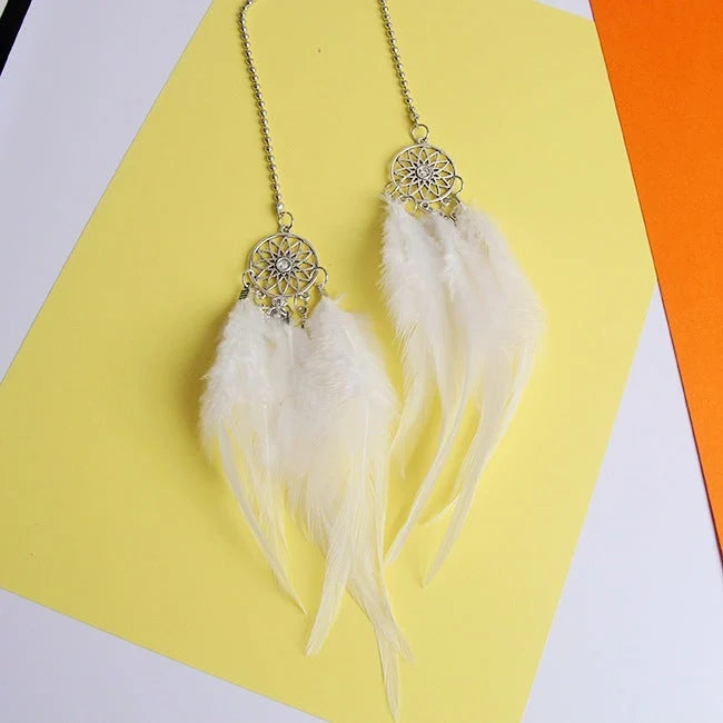 Car Ornament Boho Metal & Feather Rearview Clip