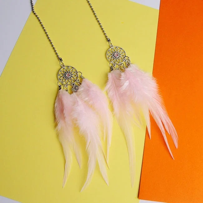 Car Ornament Boho Metal & Feather Rearview Clip