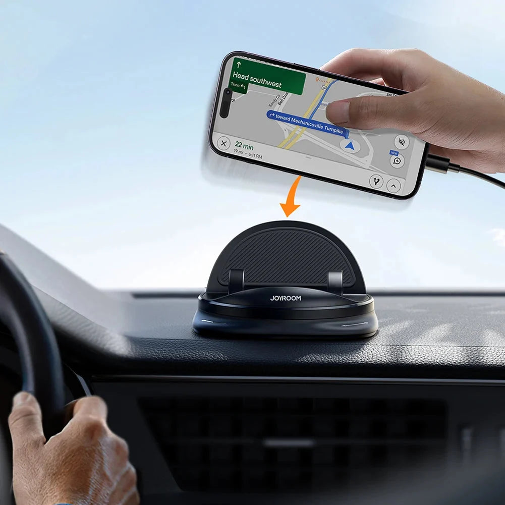 Car Phone Holder 360° Rotating Clamp & Dashboard Mount