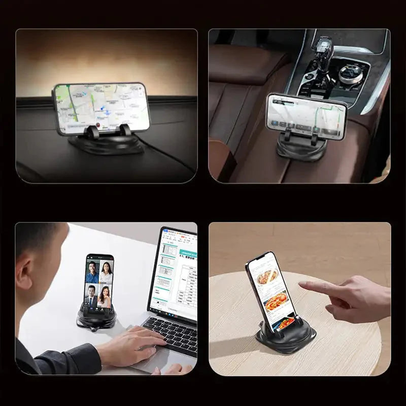 Car Phone Holder 360° Rotating Clamp & Dashboard Mount