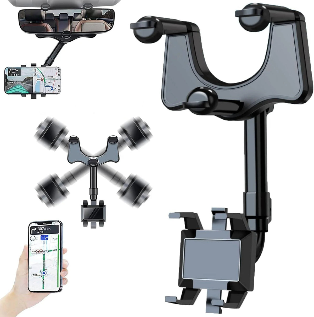 Car Phone Mount 360 Degree Rotation Adjustable Clamp