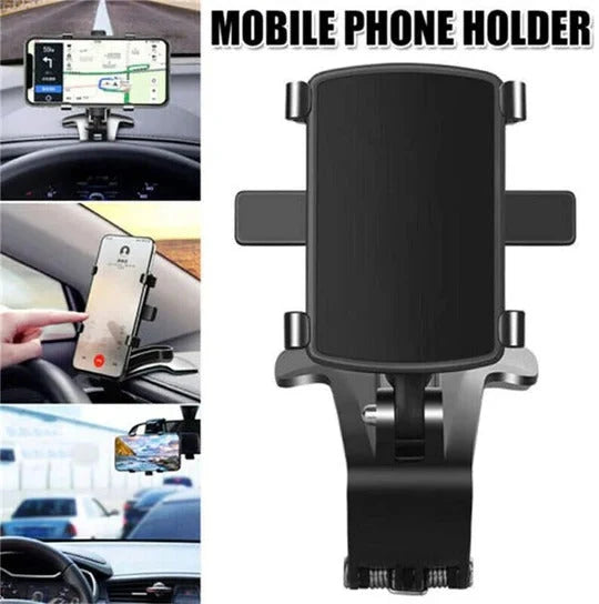 Car Phone Mount 360° Rotating Visor, Mirror & Dashboard