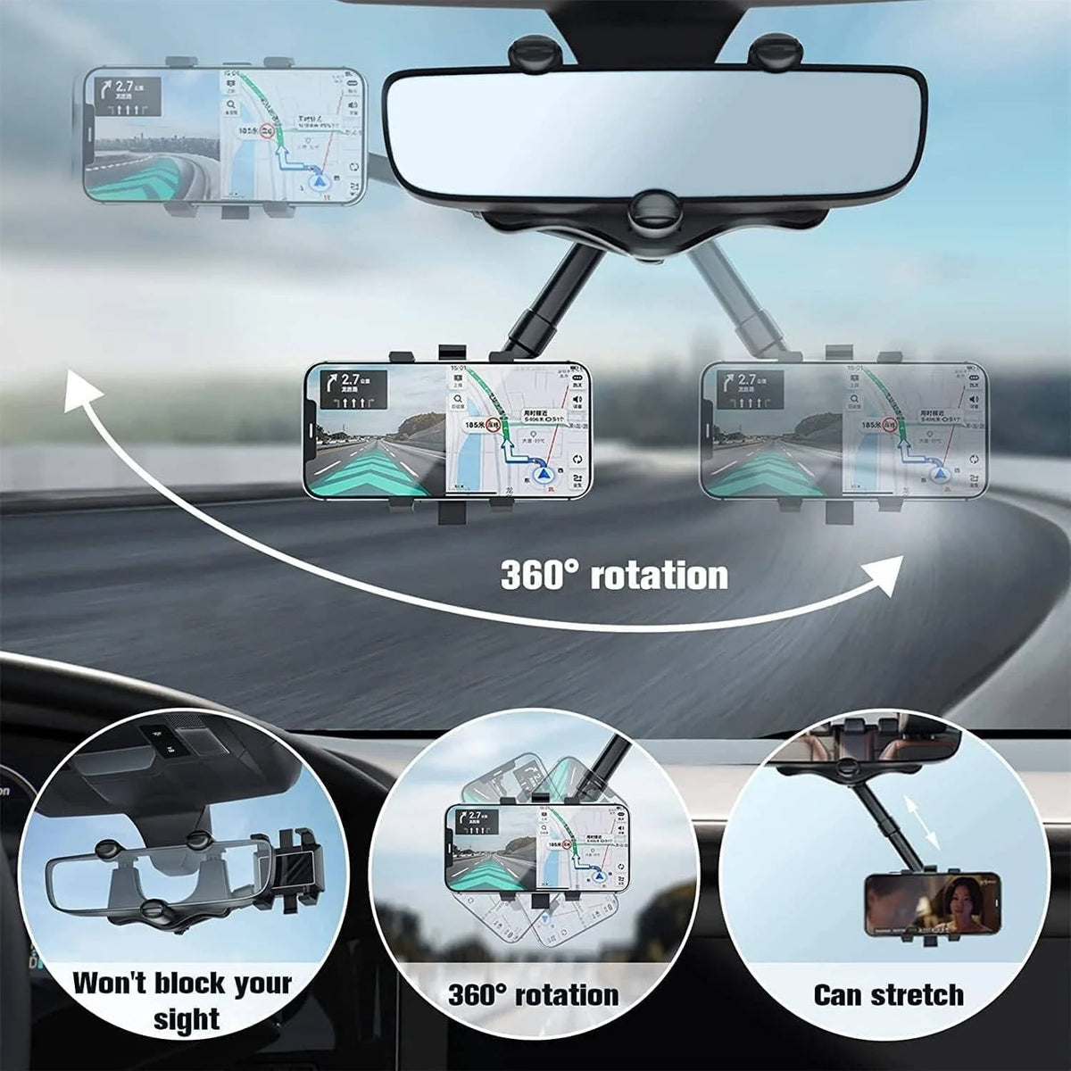Car Phone Mount 360° Rotation Silicone Pad