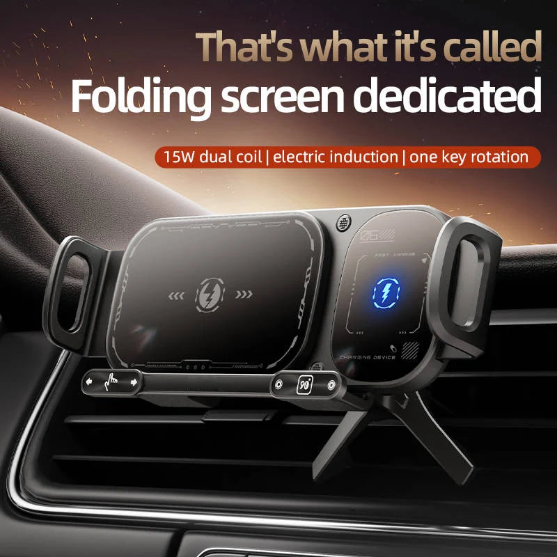 Car Phone Mount Auto Clamp 15W Fast Wireless