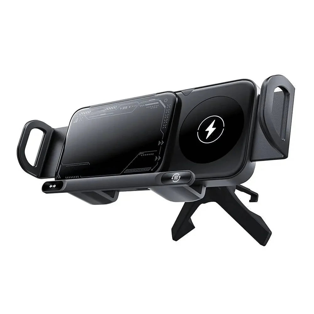 Car Phone Mount Motorized Auto-Grip Dual-Coil Wireless Vent Clip