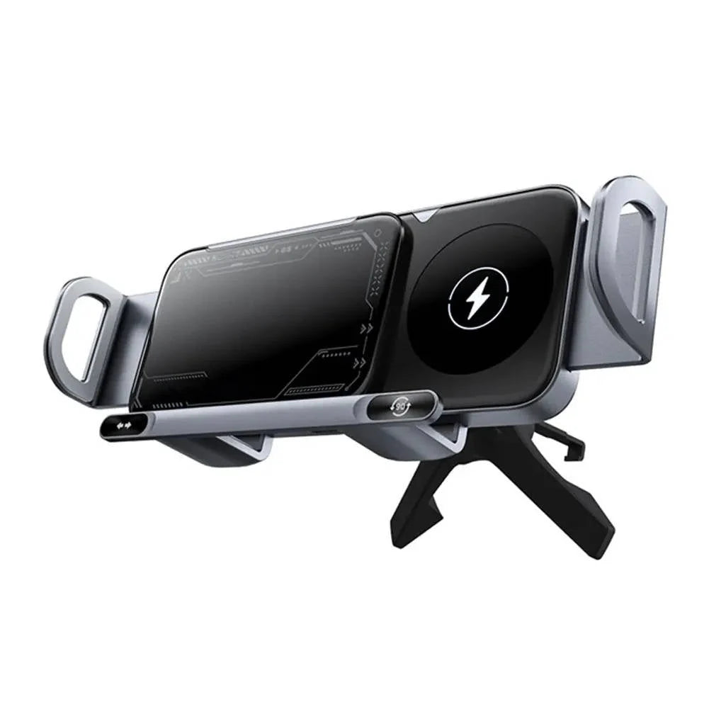 Car Phone Mount Motorized Auto-Grip Dual-Coil Wireless Vent Clip
