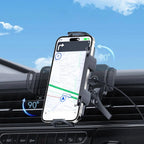 Car Phone Mount Motorized Auto-Grip Dual-Coil Wireless Vent Clip