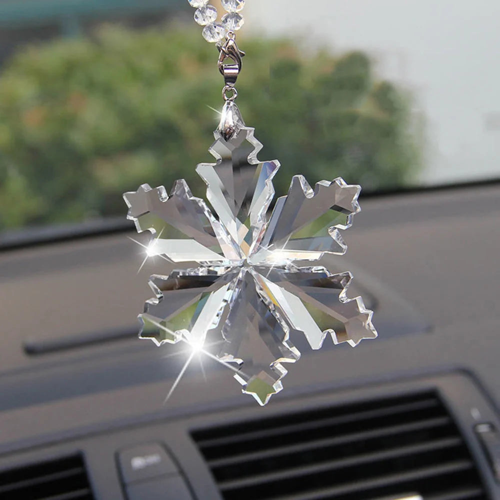 Car Rearview Mirror Ornament Sparkling Snowflake Lightweight Durable