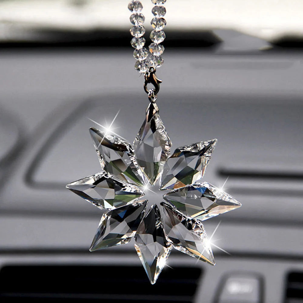 Car Rearview Mirror Ornament Sparkling Snowflake Lightweight Durable