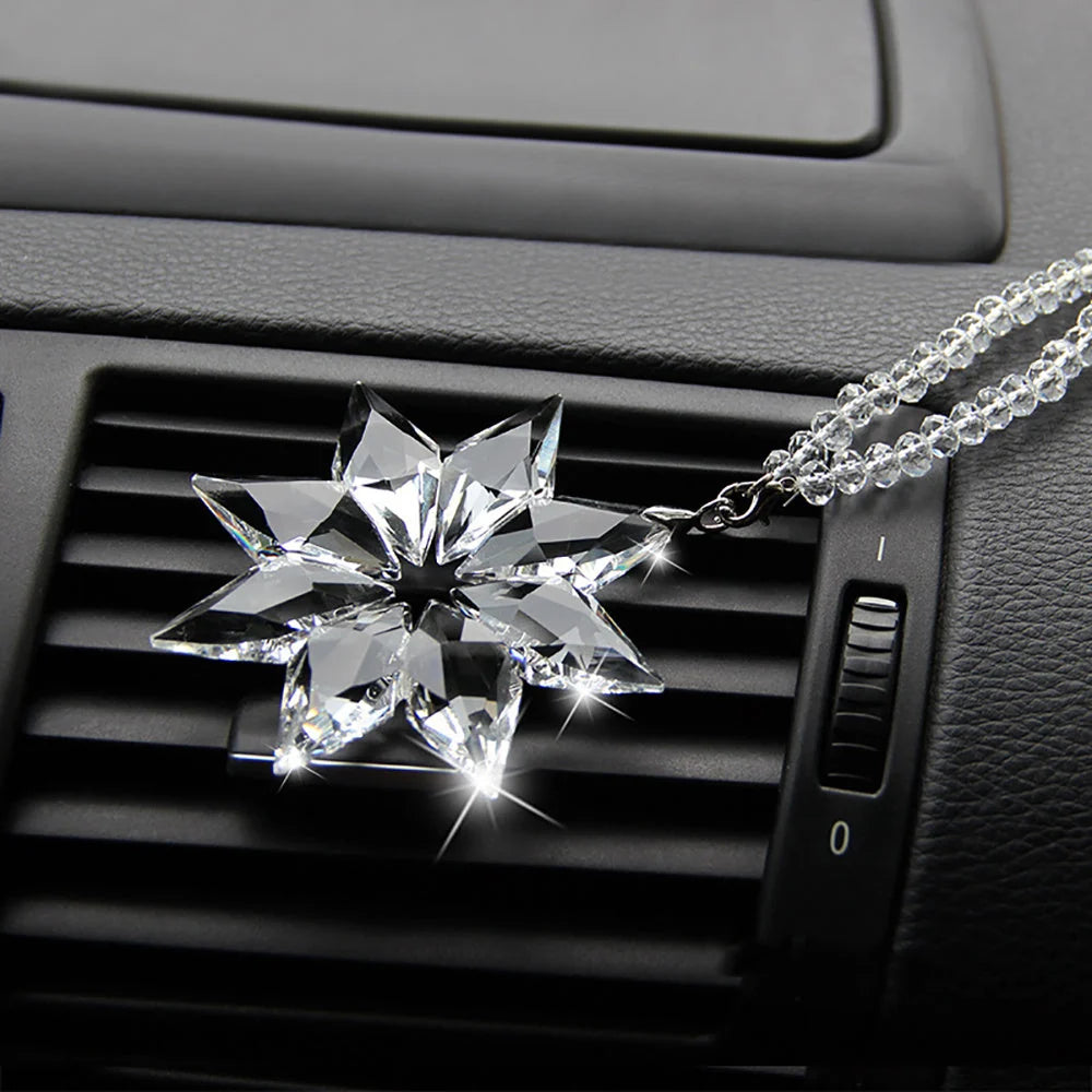Car Rearview Mirror Ornament Sparkling Snowflake Lightweight Durable