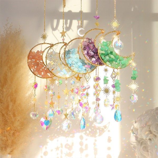 Car Rearview Mirror Pendant K9 Crystal Moon Five Colors