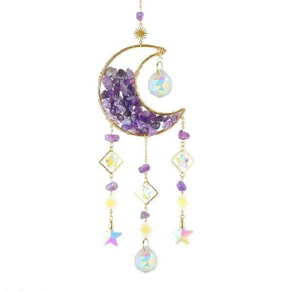 Car Rearview Mirror Pendant K9 Crystal Moon Five Colors
