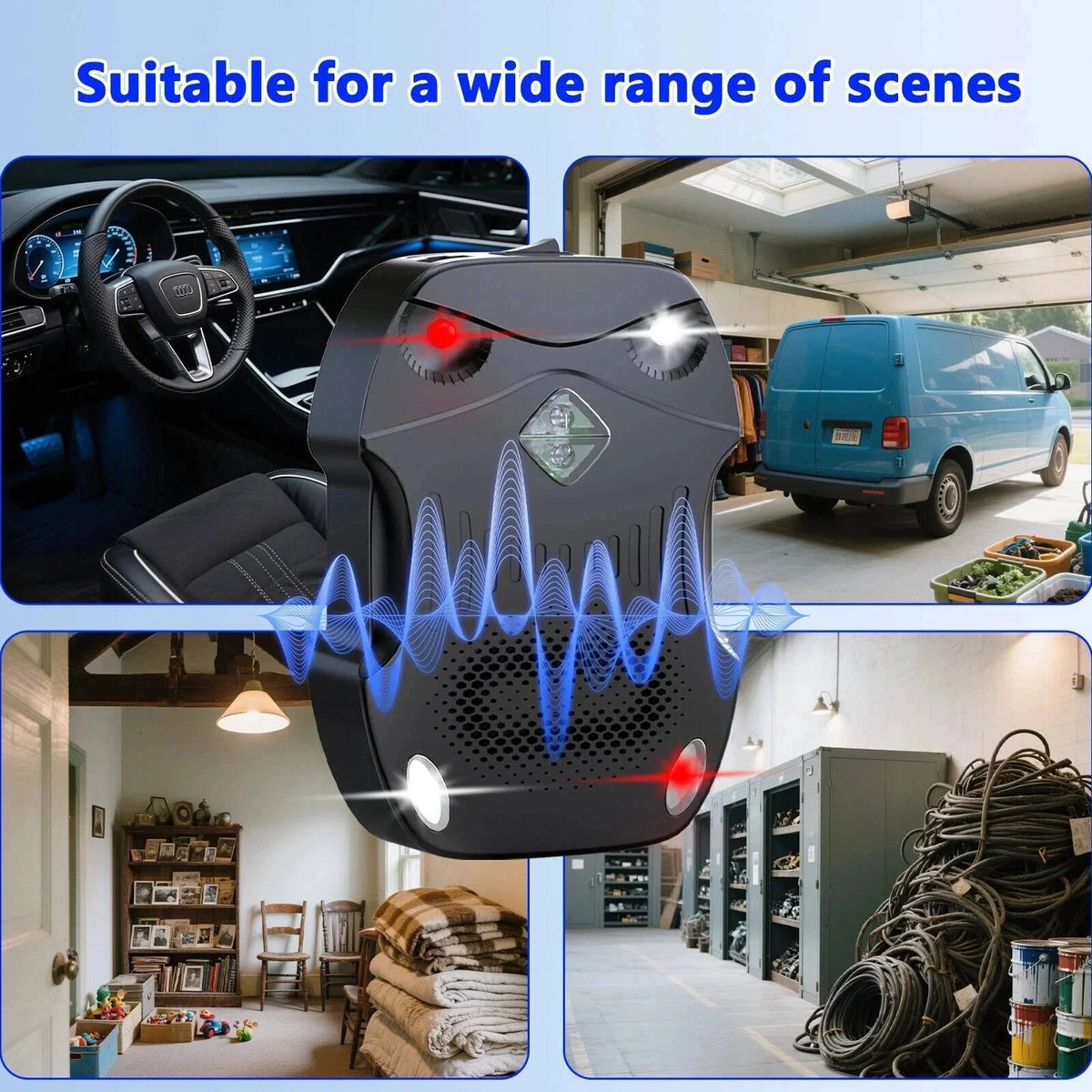 Car Rodent Repeller Ultrasonic Vibration Sensor USB Rechargeable
