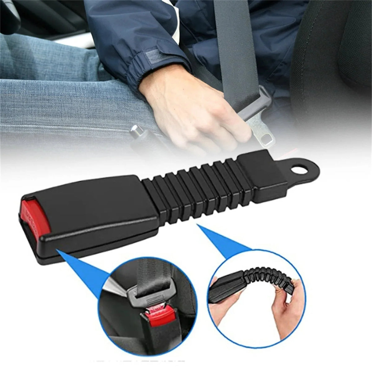 Car Seat Belt Extender Rigid Stem One-Hand Operation