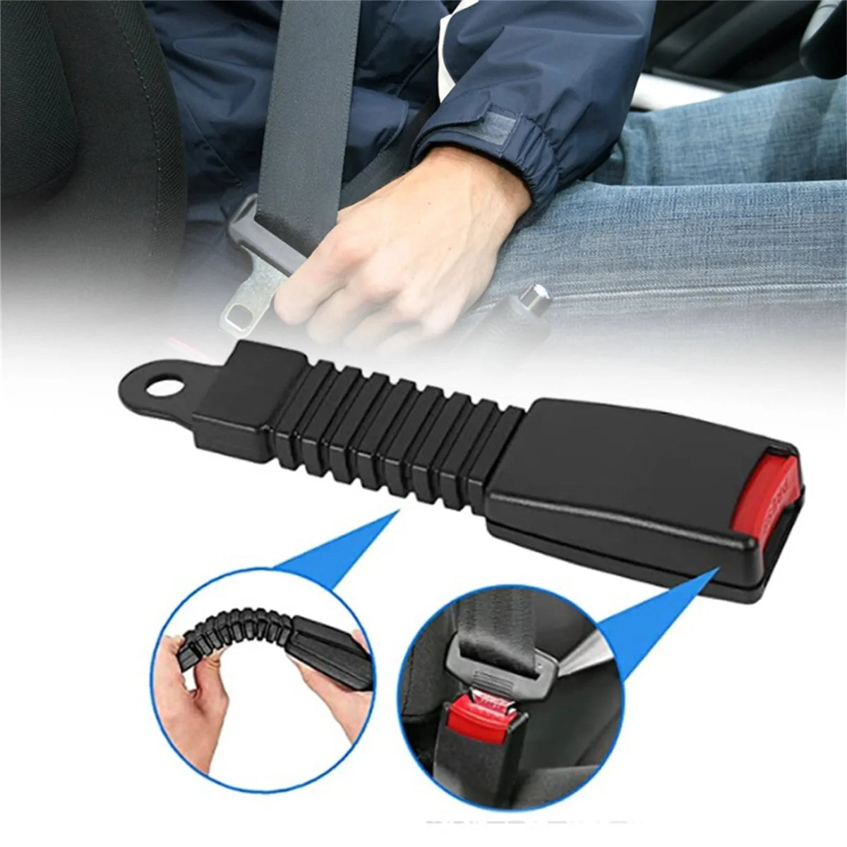 Car Seat Belt Extender Rigid Stem One-Hand Operation