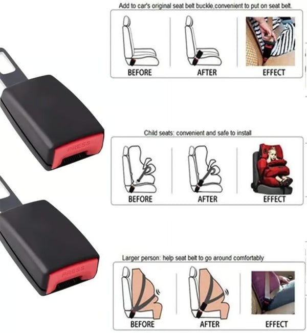 Car Seat Belt Extender Stainless Steel Quick-Click Universal Fit